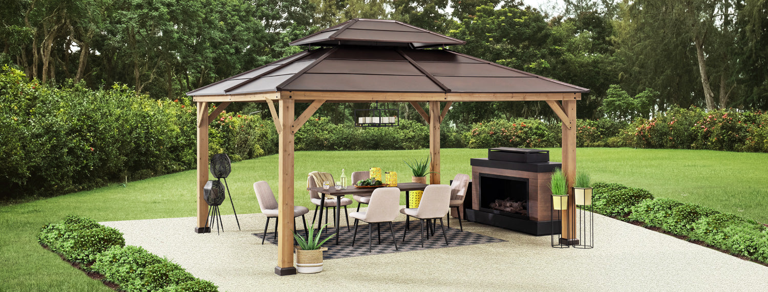 Cedar Wooden gazebo, Hard Top Gazebo, 10x12 Gazebo | Sunjoy Group