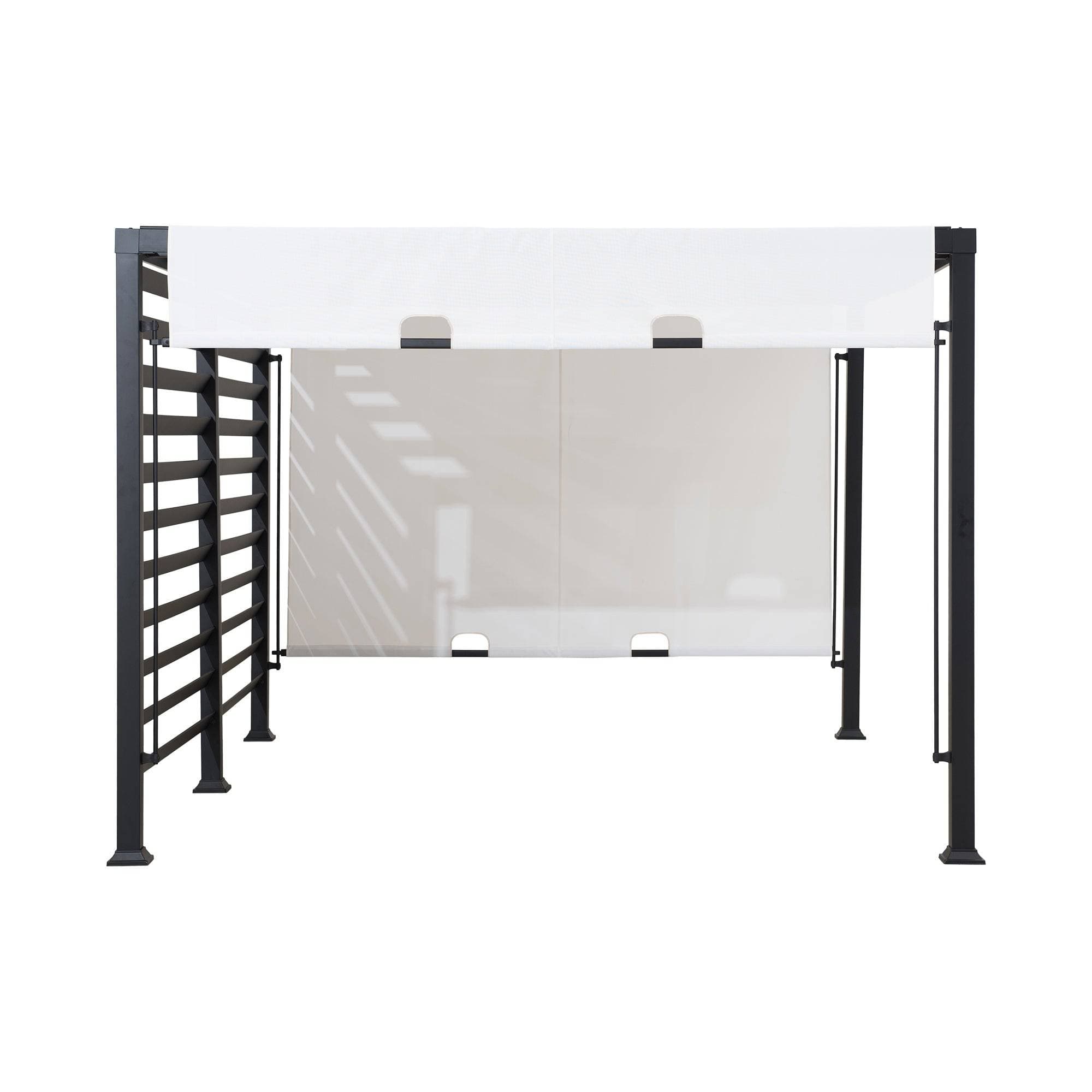SUNJOY 10x12 Steel Pergola Kit with White Adjustable Canopy.
