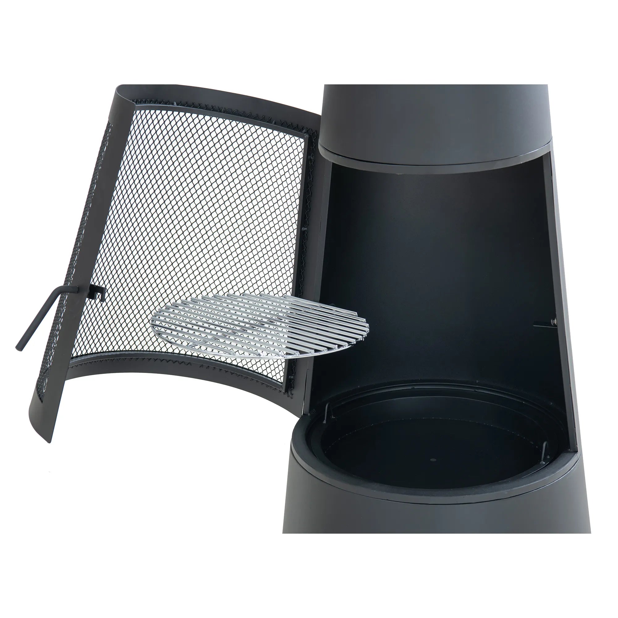 Alpine 2-in-1 Chiminea Fire Pit & Grill 57" - Black