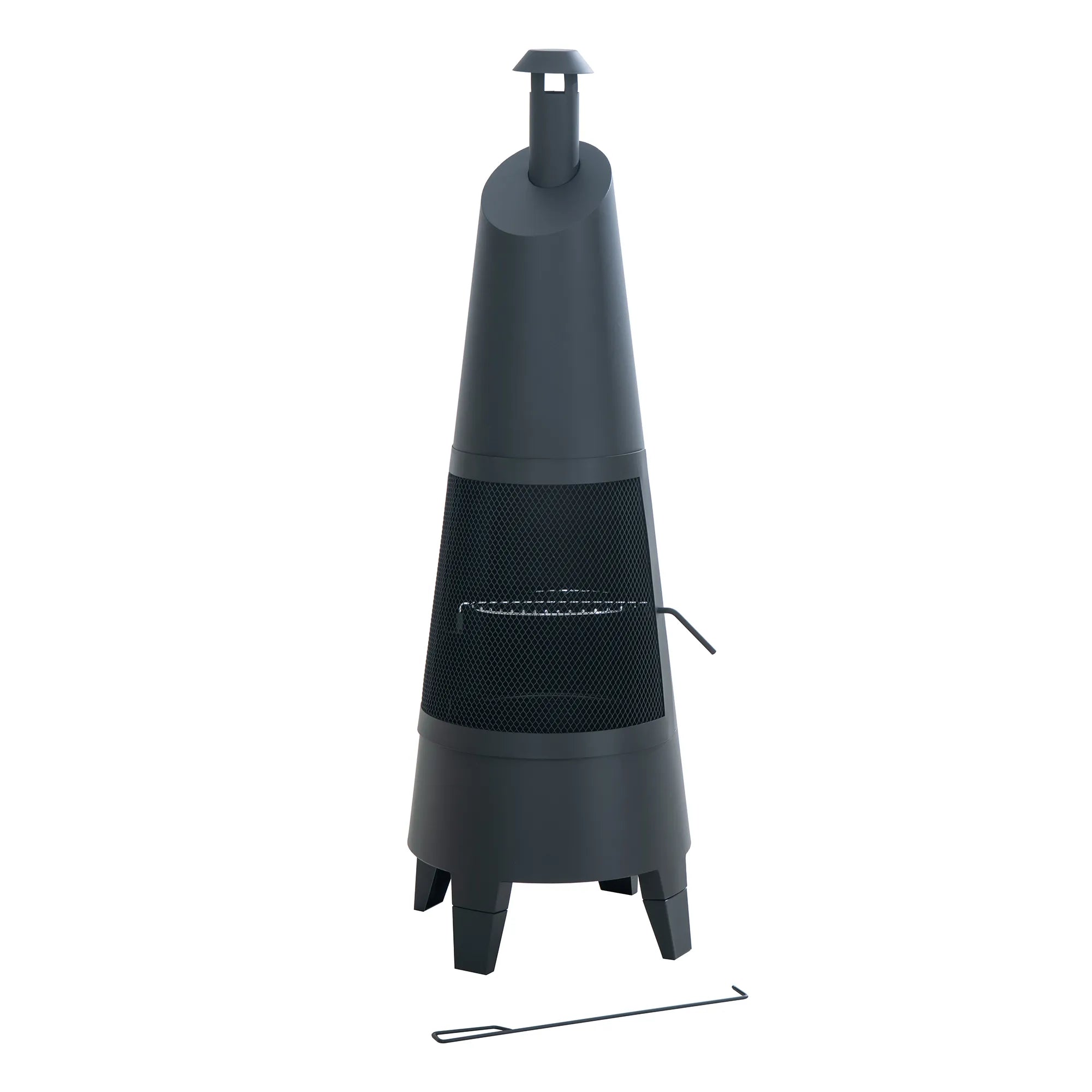 Alpine 2-in-1 Chiminea Fire Pit & Grill 57" - Black