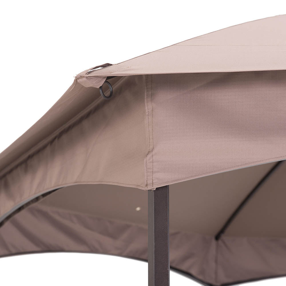 SUNJOY 11x13 Brown 2-Tier Steel Hexagon Soft Top Gazebo with Shelf and Ceiling Hook