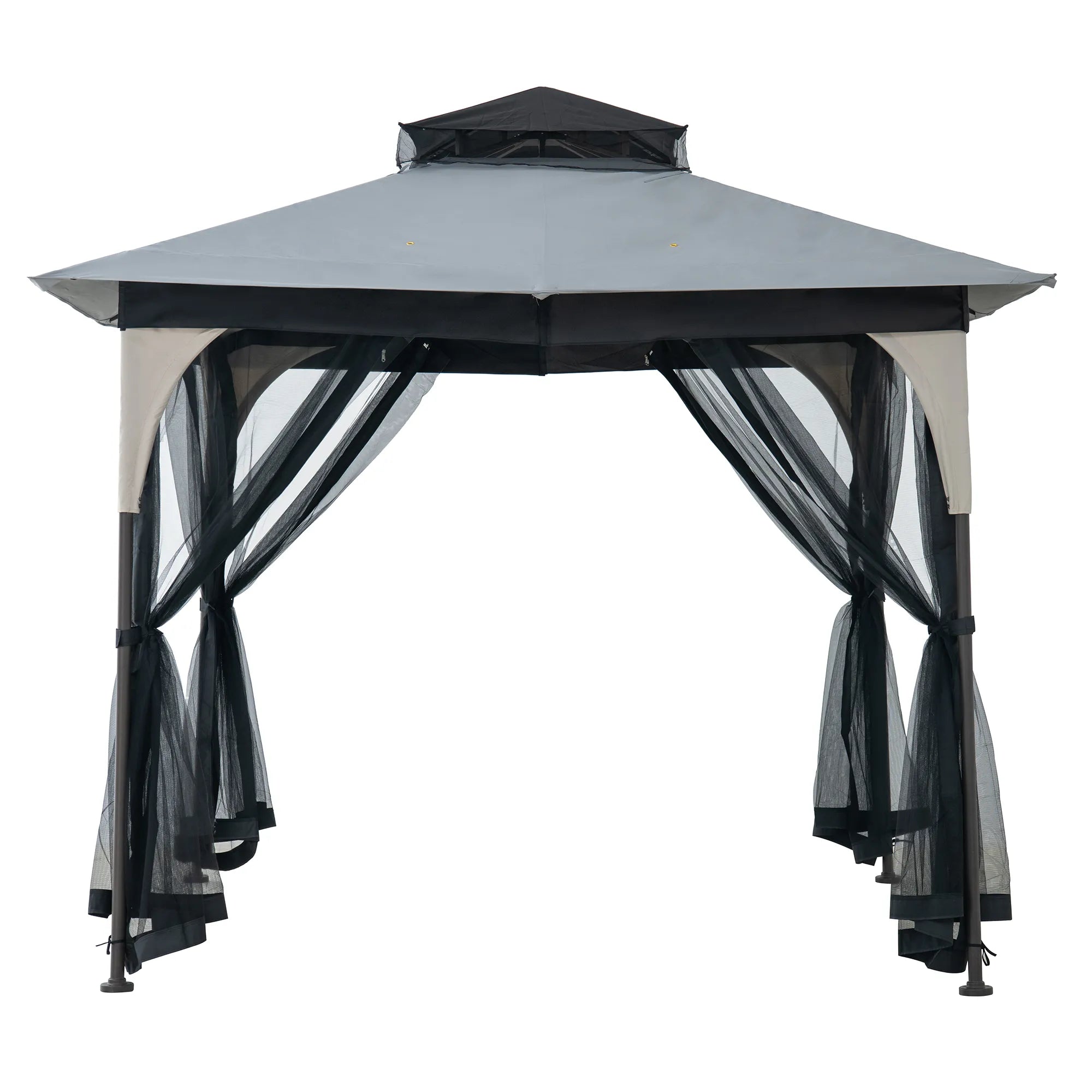 SUNJOY 9x9 Soft Top Garden Gazebo with Mosquito Netting - Light Gray & Black