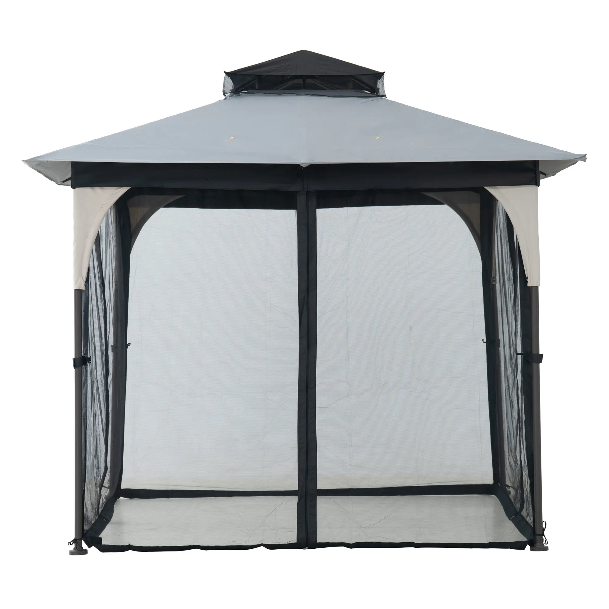 SUNJOY 9x9 Soft Top Garden Gazebo with Mosquito Netting - Light Gray & Black