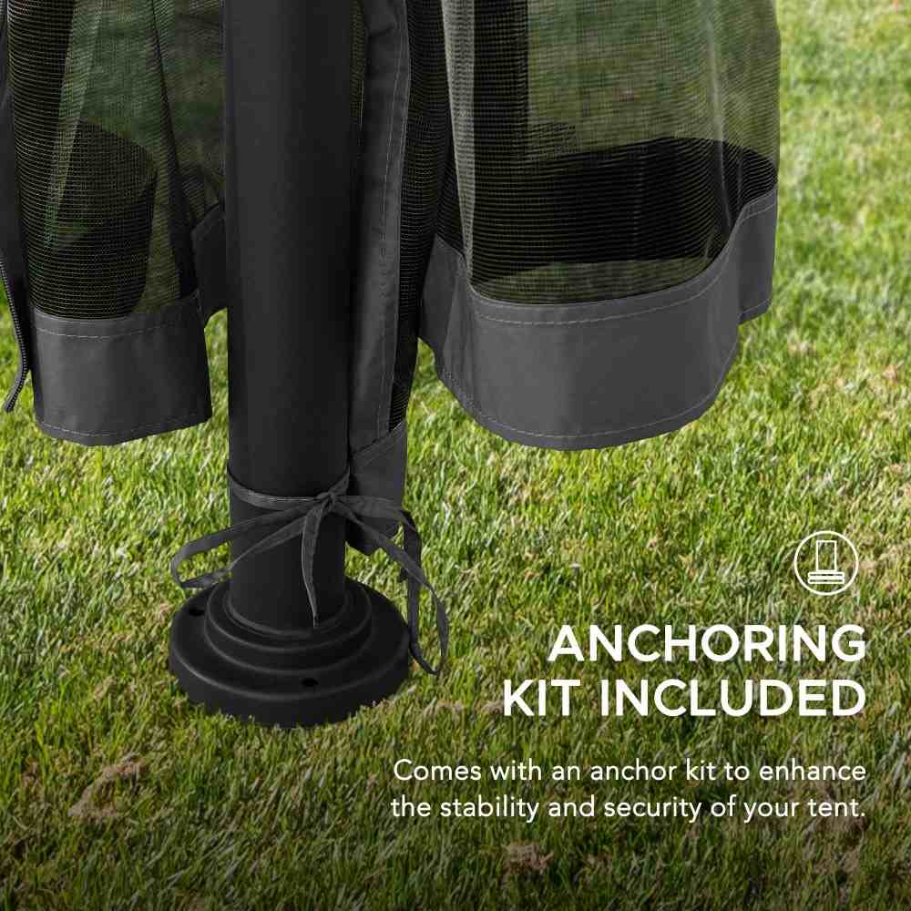 SUNJOY 9x9 2-Tier Steel Frame Gazebo with Netting - Gray