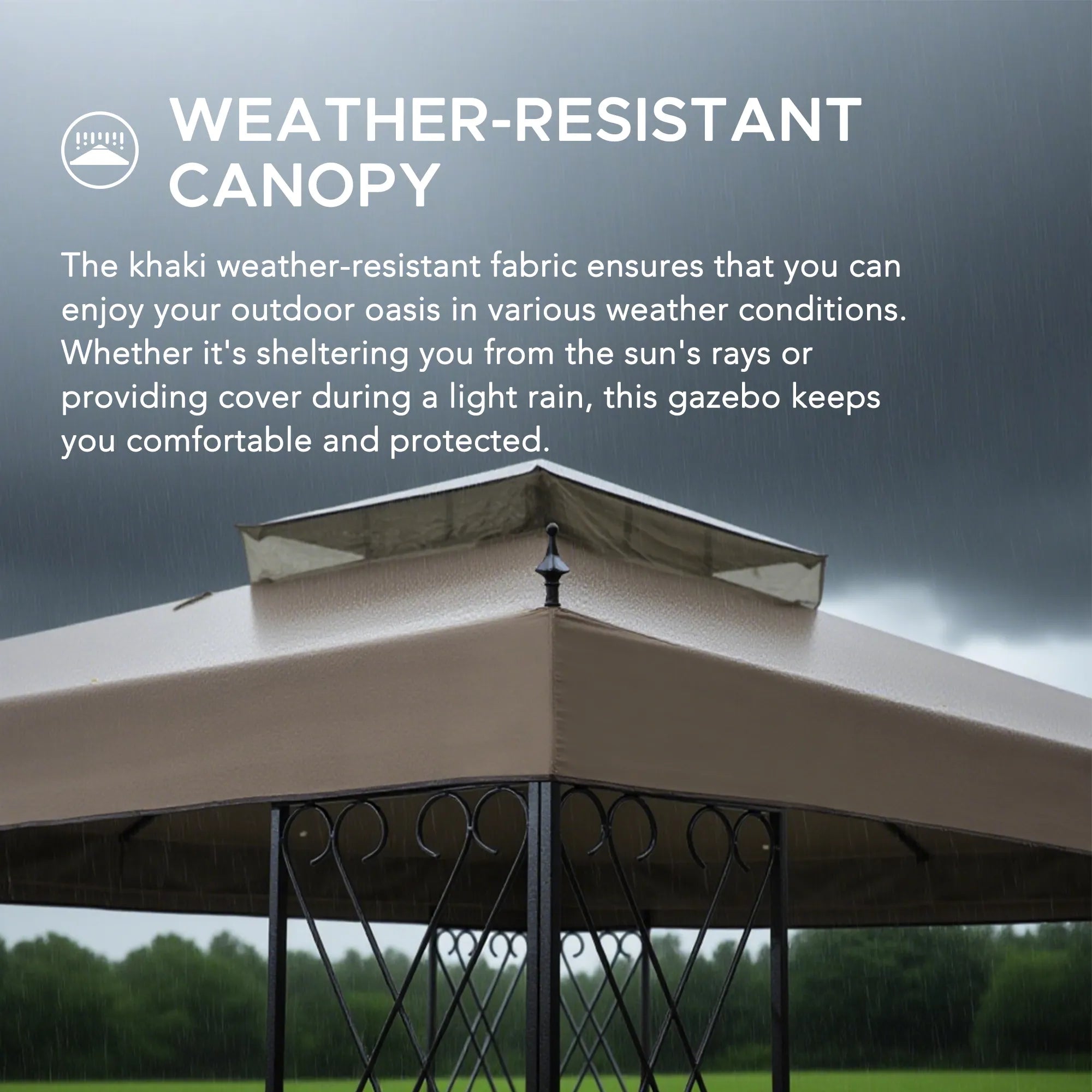 SUNJOY Outdoor Patio 10x12 Khaki 2-Tier Steel Backyard Soft Top Gazebo with Ceiling Hook