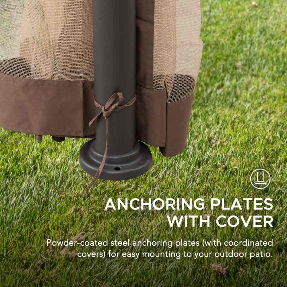 SUNJOY Outdoor Patio 10x13 Steel 2-Tier Backyard Soft Top Gazebo with Ceiling Hook and Netting