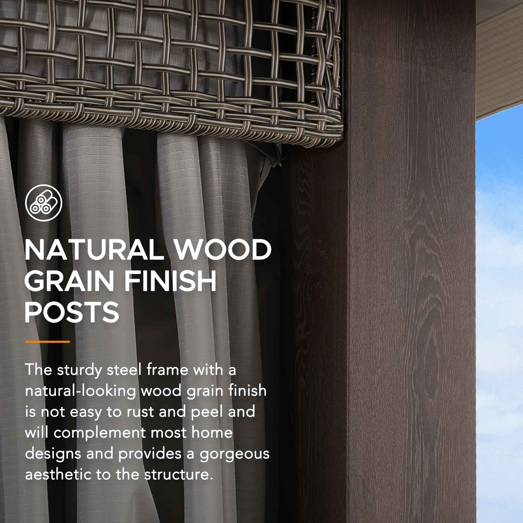 SUNJOY 11x13 Soft Top Gazebo Outdoor Steel Frame Patio Gazebo with 2-Tier Canopy, Netting, Curtains and Hook