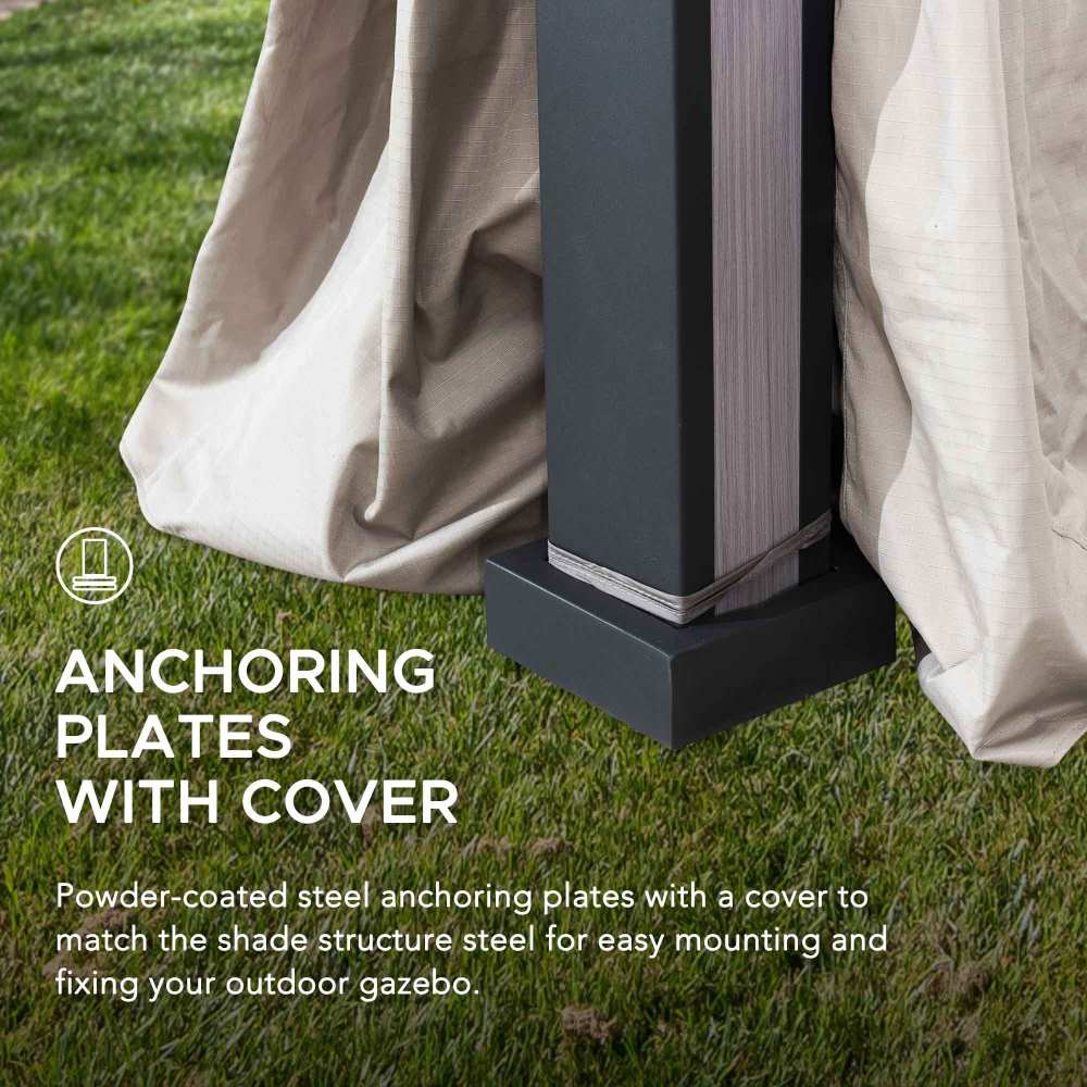 SUNJOY 11x13 Soft Top Gazebo Outdoor Patio Steel Frame 2-Tier Backyard Gazebo with Netting, Curtains and Hook