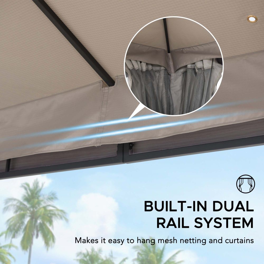 SUNJOY 11x13 Soft Top Gazebo Outdoor Patio Steel Frame 2-Tier Backyard Gazebo with Netting, Curtains and Hook