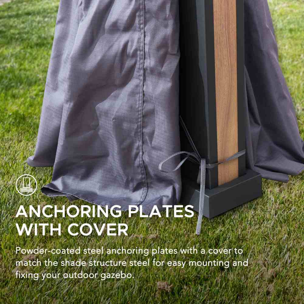 SUNJOY 11x13 Soft Top Gazebo Outdoor Patio Steel Frame 2-Tier Backyard Gazebo with Netting, Curtains and Hook