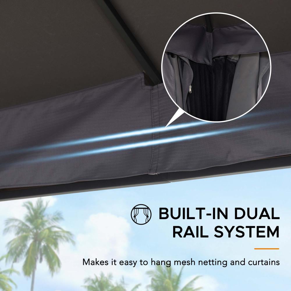 SUNJOY 11x13 Soft Top Gazebo Outdoor Patio Steel Frame 2-Tier Backyard Gazebo with Netting, Curtains and Hook