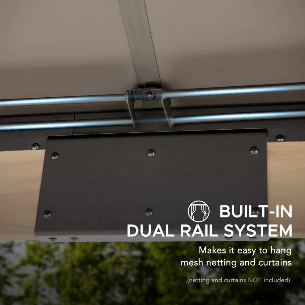 SUNJOY Outdoor Patio 11x11 2-Tier Wooden Frame Backyard Hardtop Gazebo with Ceiling Hook