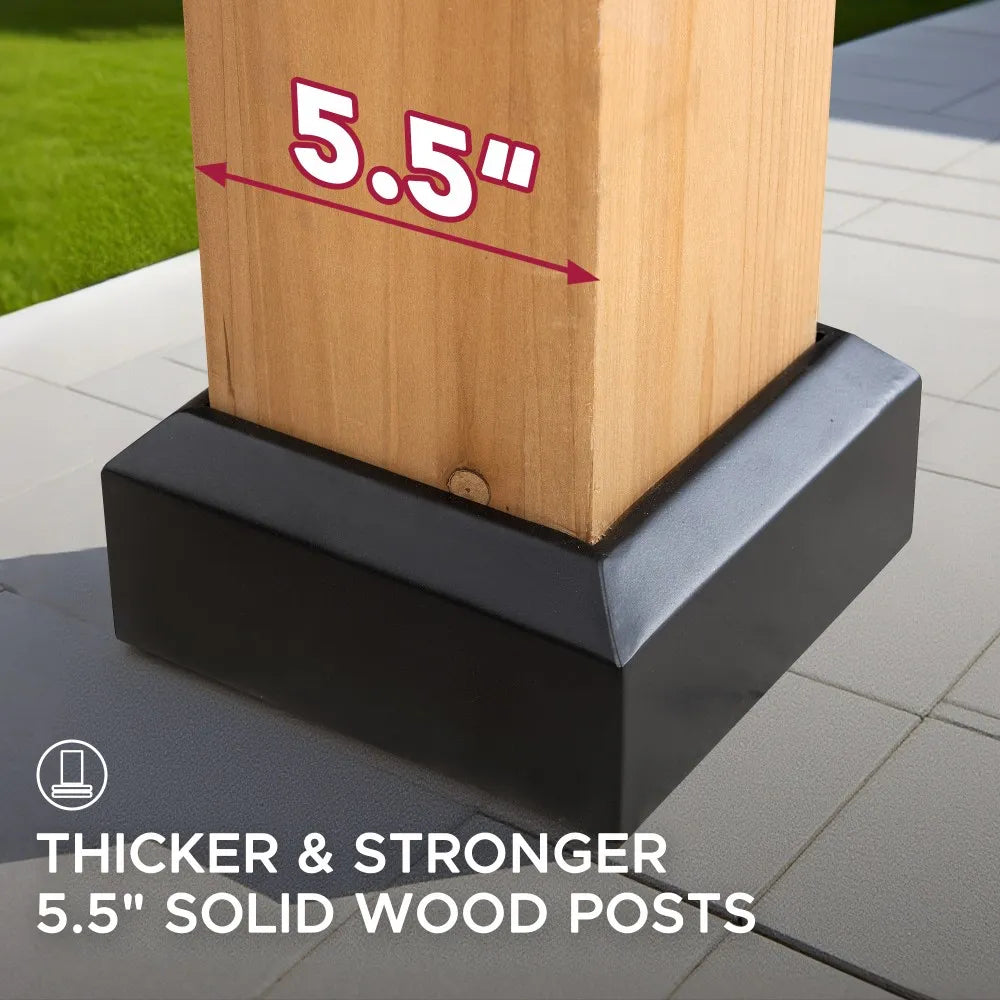 SUNJOY Outdoor Patio 13x15 Wooden Frame Backyard Hardtop Gazebo with Ceiling Hook