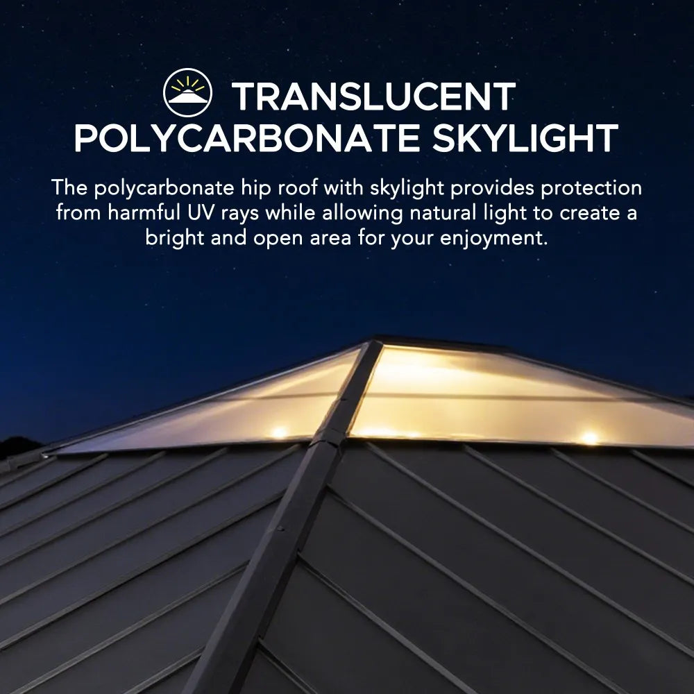 SUNJOY Outdoor Patio 13x15 Wooden Frame Backyard Hardtop Gazebo with Ceiling Hook