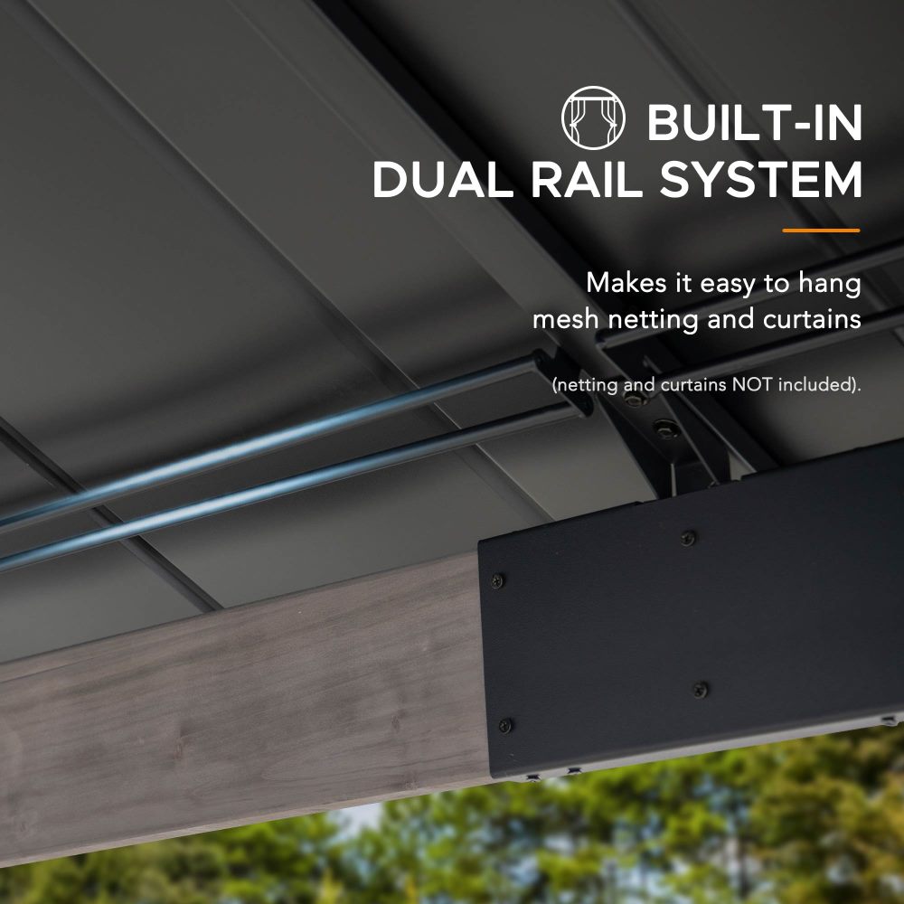 SUNJOY 13x15 Wooden Gazebo with Translucent Skylight and Ceiling Hook.