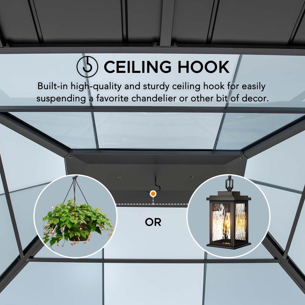 SUNJOY 13x15 Wooden Gazebo with Translucent Skylight and Ceiling Hook.