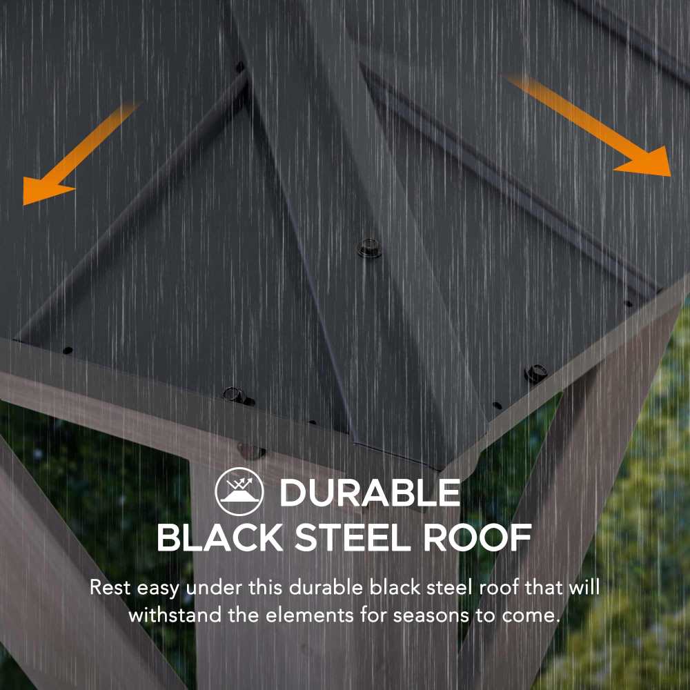 SUNJOY 13x15 Wooden Gazebo with Translucent Skylight and Ceiling Hook.