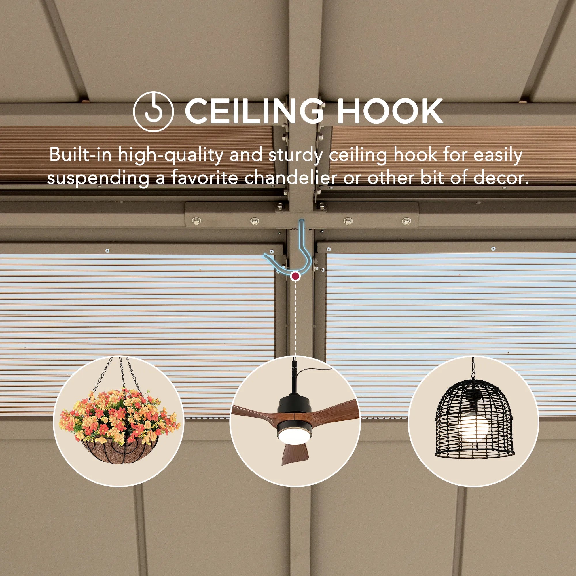 SUNJOY 11X13 Wood Finish Hardtop Gazebo with Galvanized Steel Roof and PC Boards