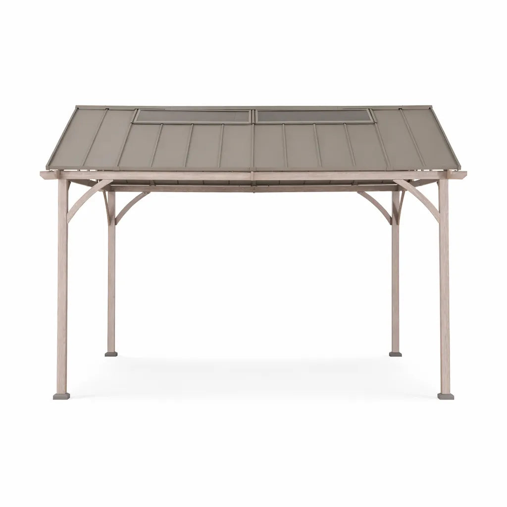 SUNJOY 11X13 Wood Finish Hardtop Gazebo with Galvanized Steel Roof and PC Boards