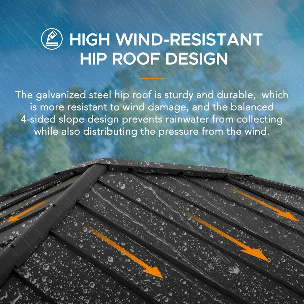 SUNJOY 13x15 Hardtop Gazebo Outdoor Black Steel Roof Gazebo Backyard Aluminum Framed Gazebo with Planters and Ceiling Hook