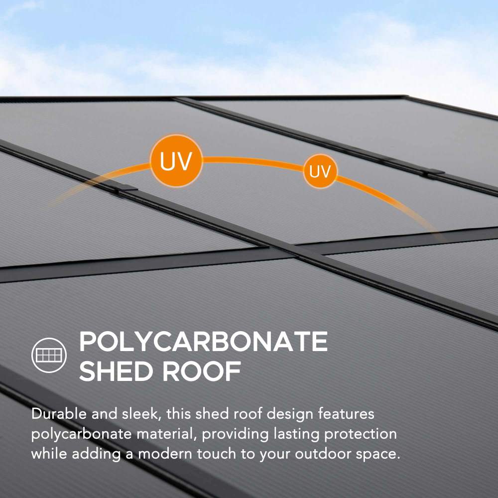 SUNJOY Merriam Wall Mounted Gazebo, Black Aluminum & Metal Frame Lean to Gazebo with Curtains and Netting