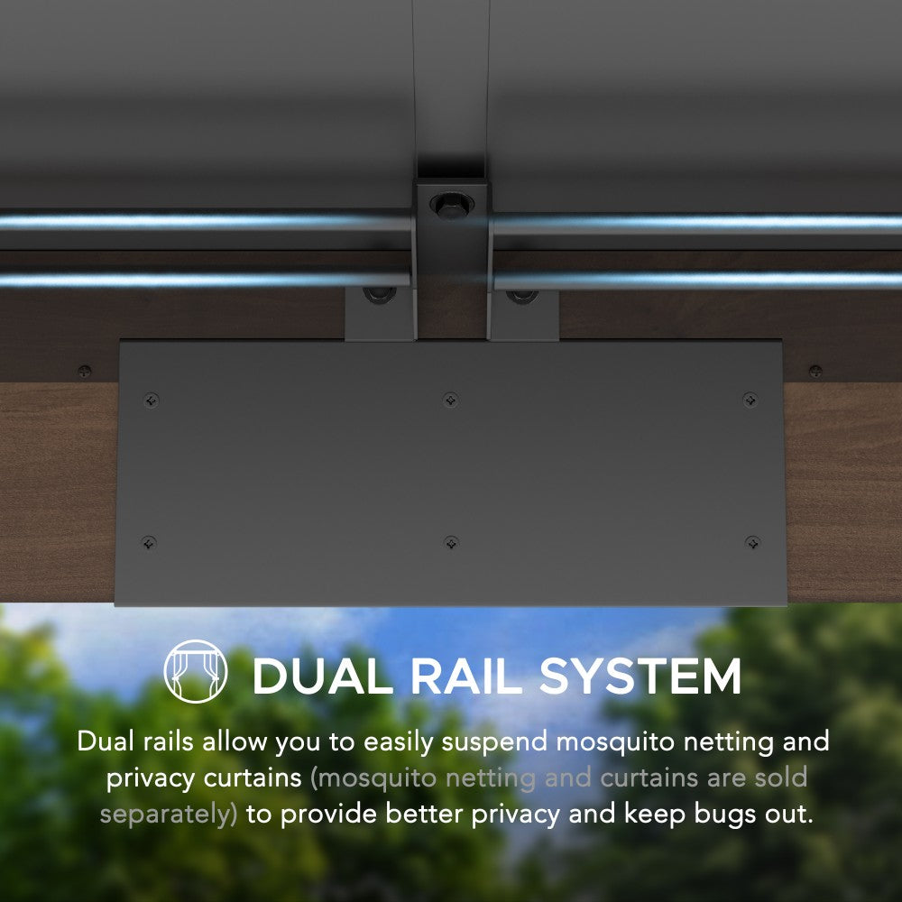 SUNJOY 10x12 ft. Wood Gazebo, Outdoor Patio Steel Hardtop Gazebo, Cedar Framed Wooden Gazebo with 2-tier Metal Roof and Ceiling Hook