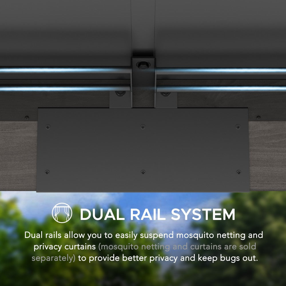 SUNJOY 10x12 ft. Wood Gazebo, Outdoor Patio Steel Hardtop Gazebo, Cedar Framed Wooden Gazebo with 2-tier Metal Roof and Ceiling Hook