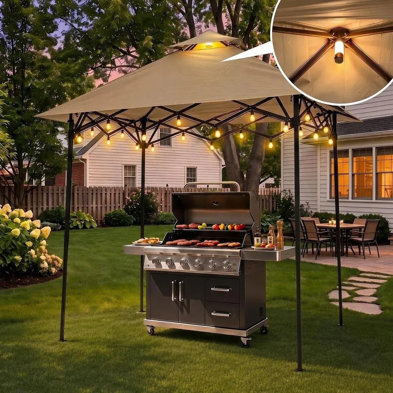 Nomad Extra-Tall Pop-Up Grill Gazebo, Height Adjustable - Brown, 8x5