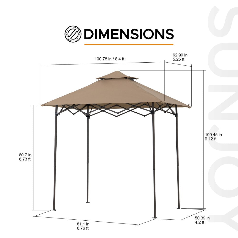 SUNJOY 5x8 Pop up Grill Gazebo with Magnetic LED Light and Carrying Bag