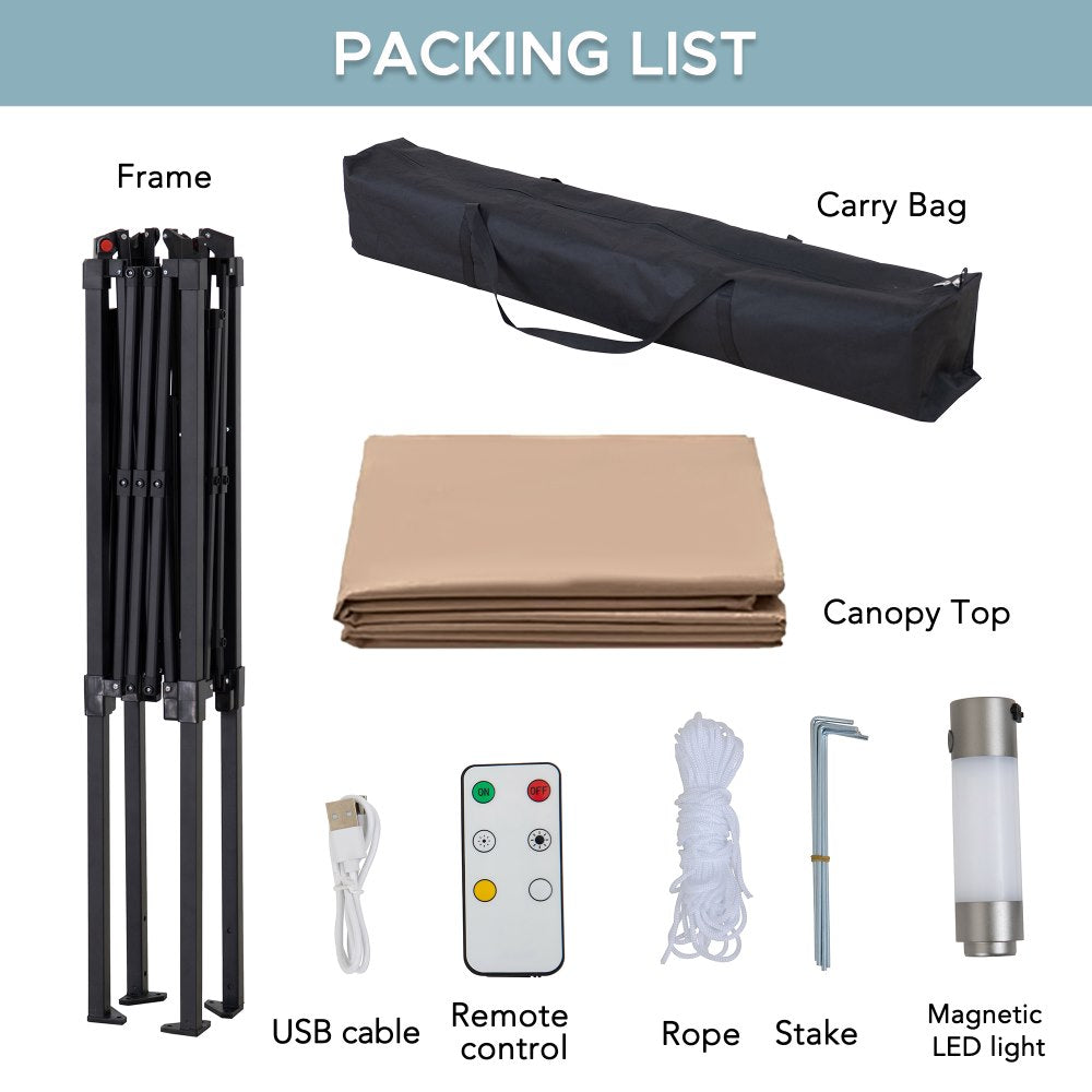 SUNJOY 5x8 Pop up Grill Gazebo with Magnetic LED Light and Carrying Bag