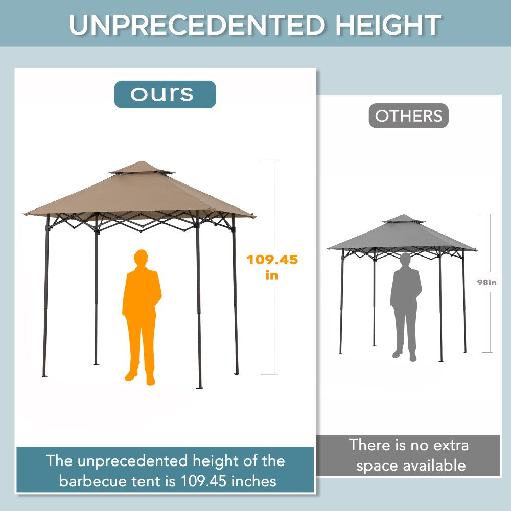 SUNJOY 5x8 Pop up Grill Gazebo with Magnetic LED Light and Carrying Bag