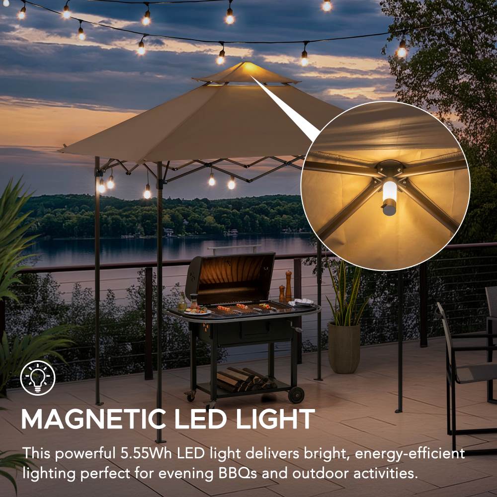SUNJOY 5x8 Pop up Grill Gazebo with Magnetic LED Light and Carrying Bag