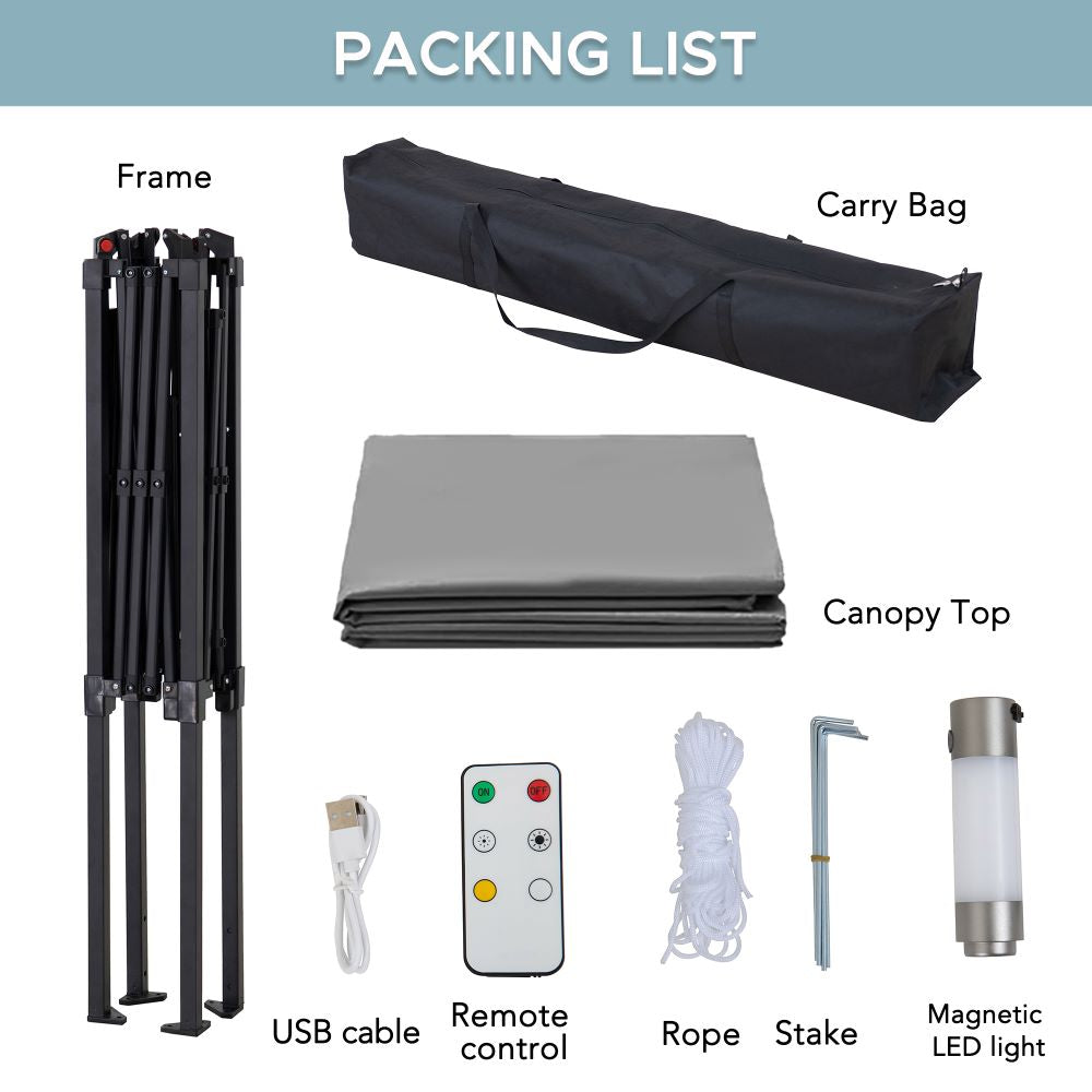 SUNJOY 5x8 Pop up Grill Gazebo with Magnetic LED Light and Carrying Bag