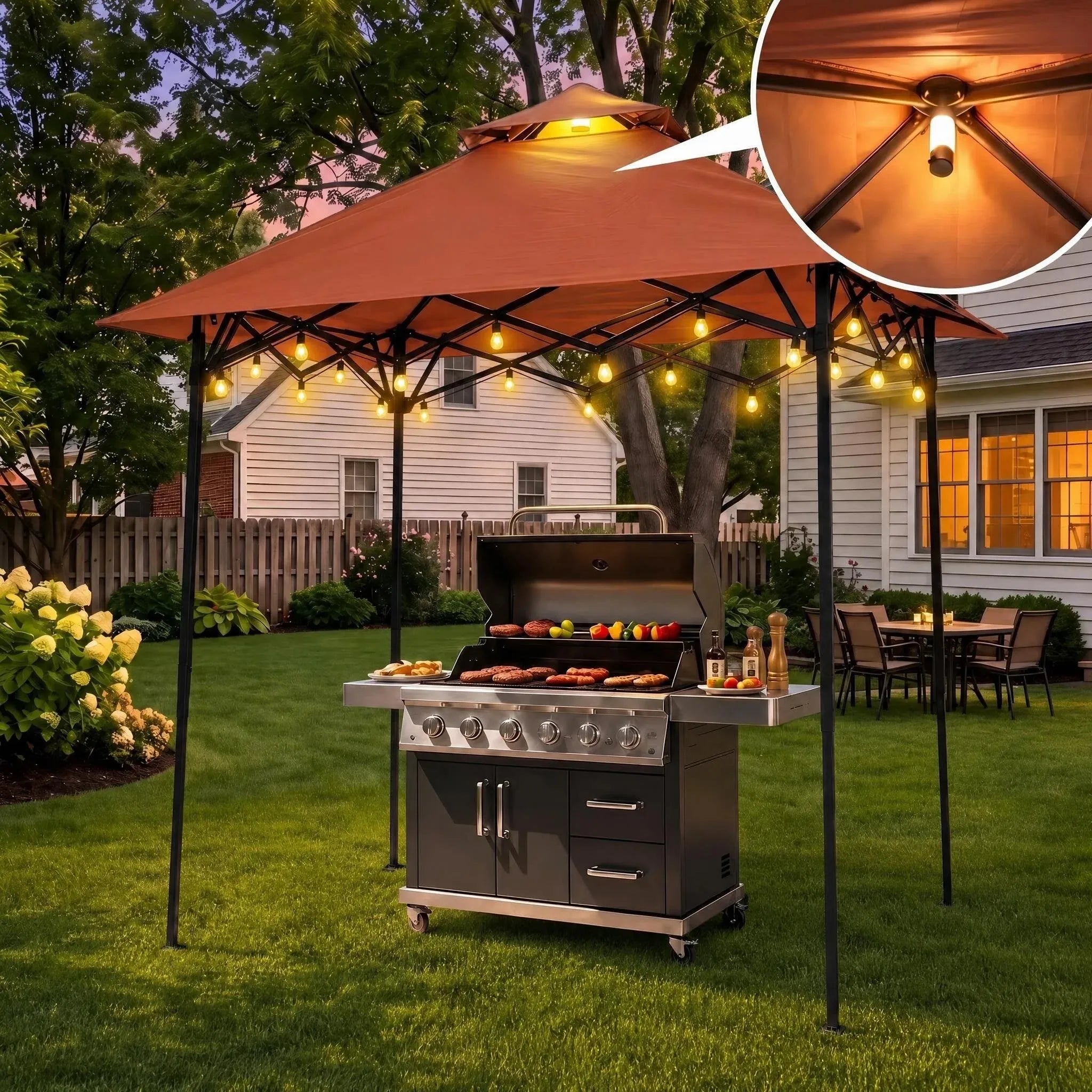 Nomad Extra-Tall Pop-Up Grill Gazebo, Height Adjustable - Red, 8x5