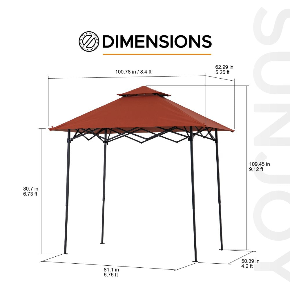 SUNJOY 5x8 Pop up Grill Gazebo with Magnetic LED Light and Carrying Bag