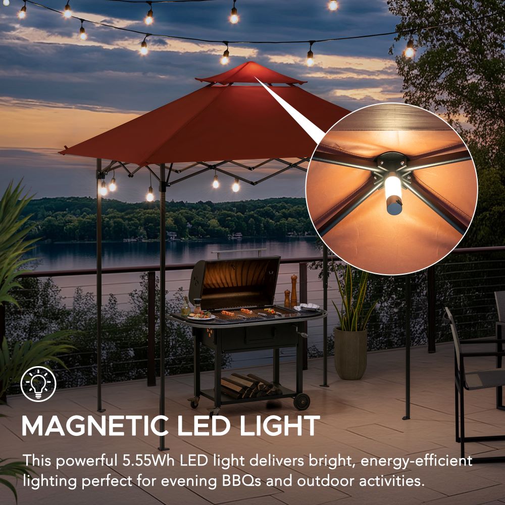 SUNJOY 5x8 Pop up Grill Gazebo with Magnetic LED Light and Carrying Bag