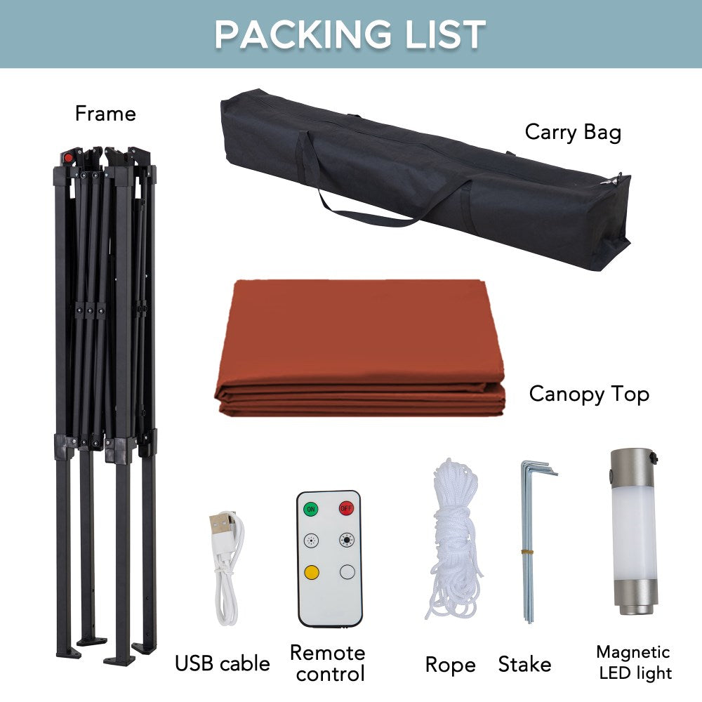 SUNJOY 5x8 Pop up Grill Gazebo with Magnetic LED Light and Carrying Bag