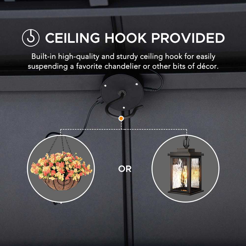 SUNJOY Grill Gazebo, 8x12 Cedar Frame Hardtop Gazebo with Solar Power and Shelves