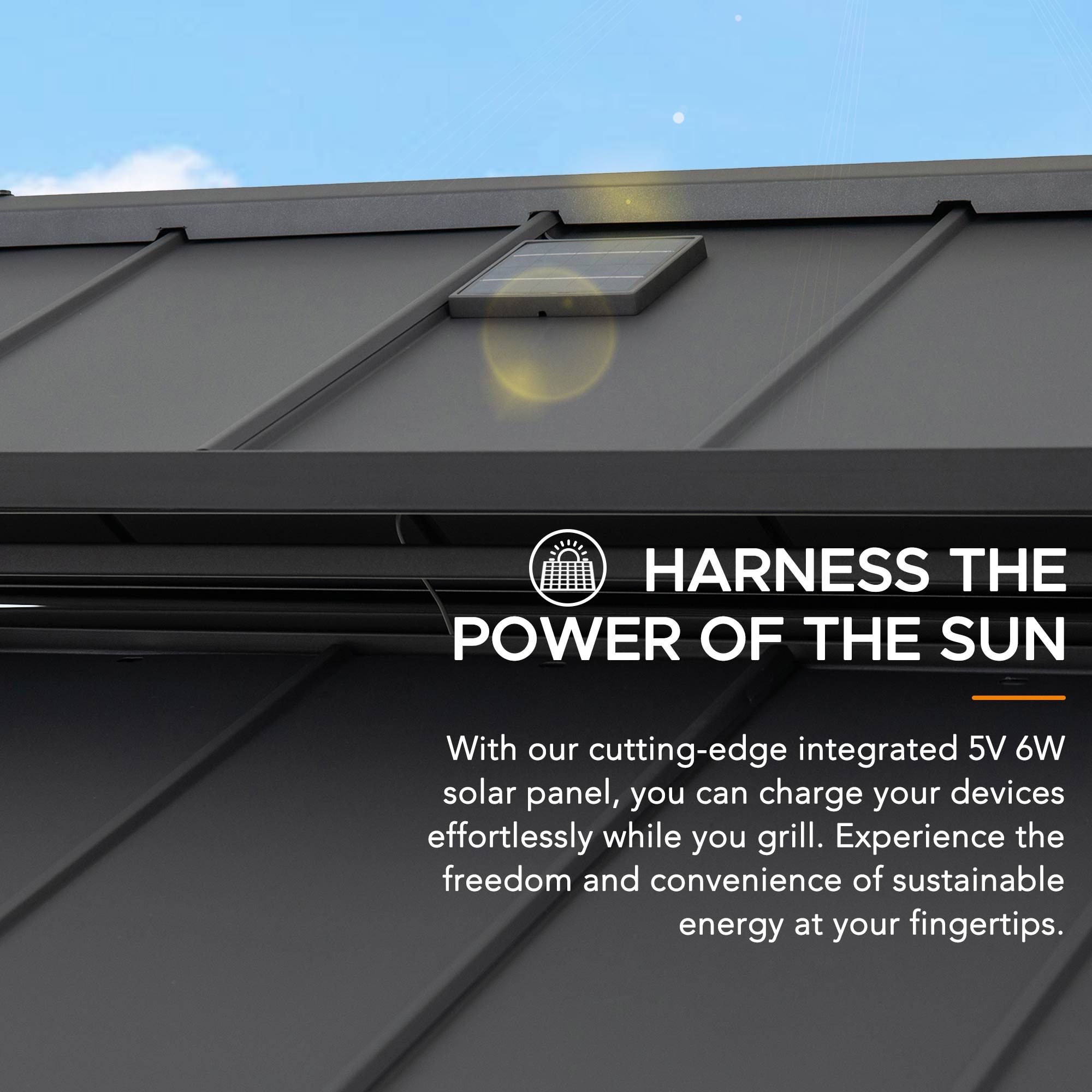 SUNJOY Grill Gazebo, 8x12 Cedar Frame Hardtop Gazebo with Solar Power and Shelves