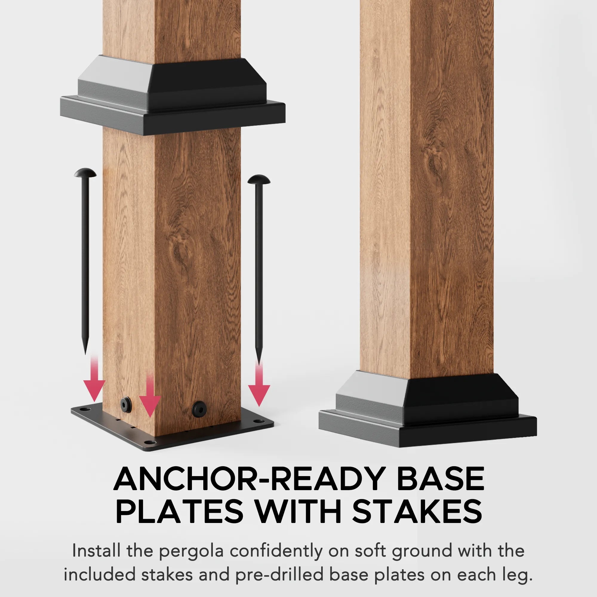 SUNJOY Outdoor Patio 9x13 Modern Tan Metal Arched Pergola Kit with Bar Shelf