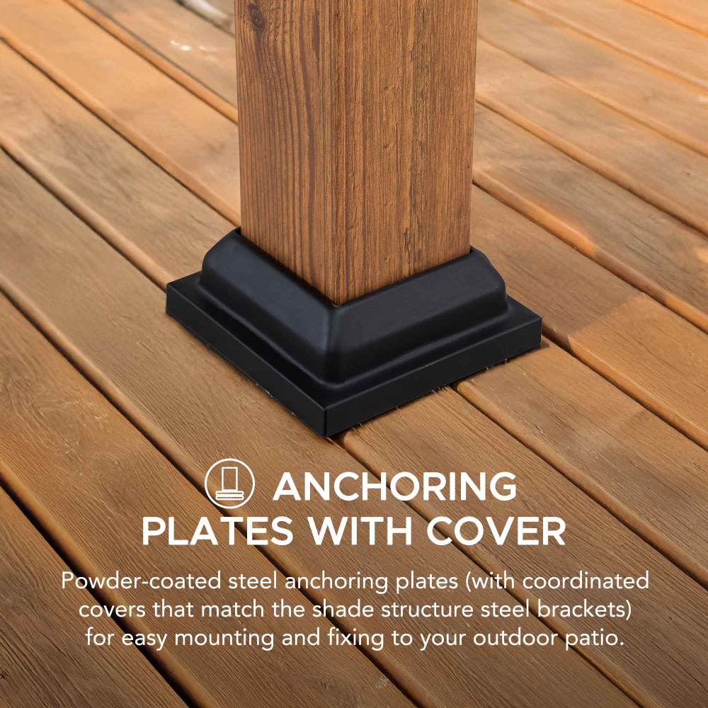 SUNJOY Outdoor Patio 9x13 Modern Tan Metal Arched Pergola Kit with Bar Shelf