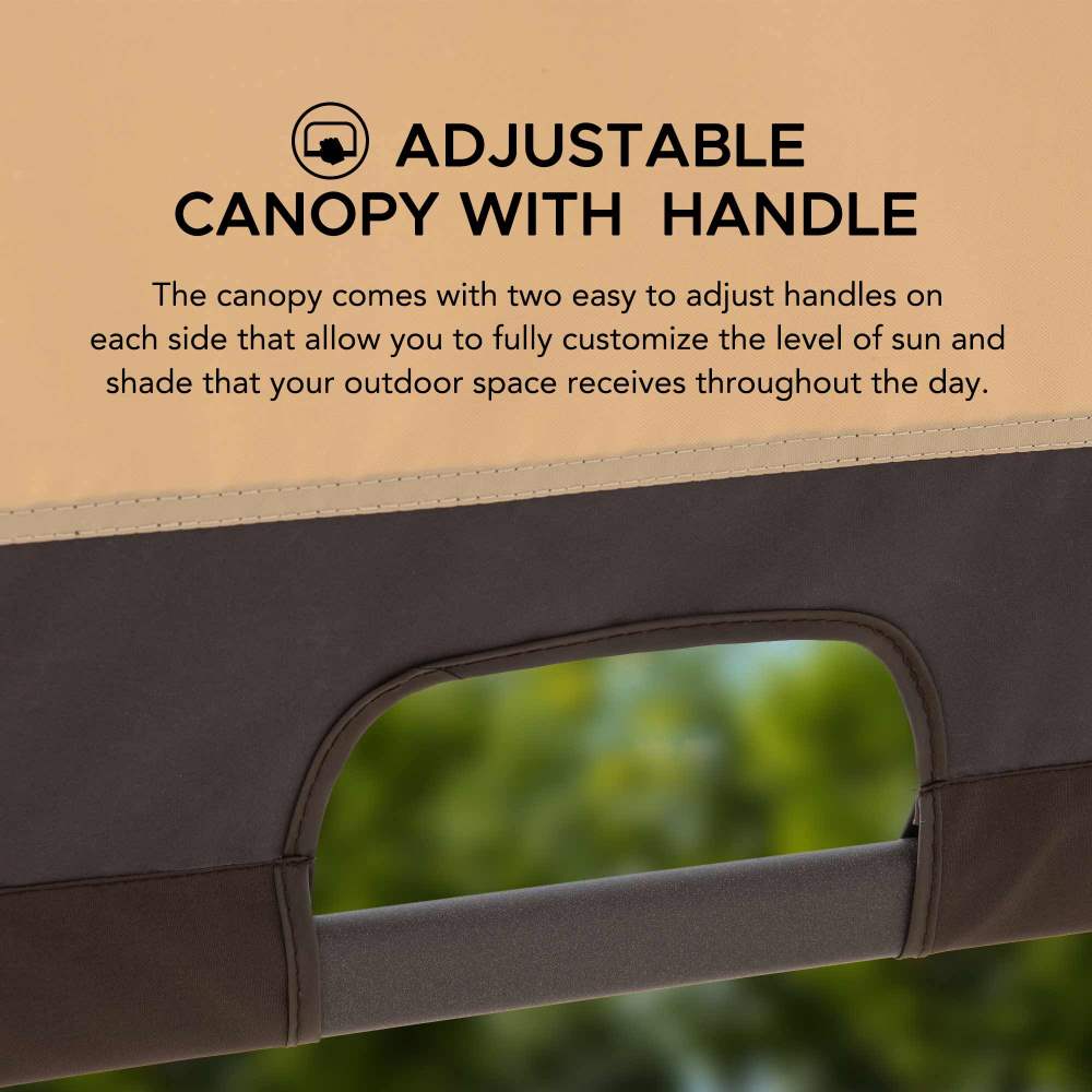 SUNJOY Outdoor Patio 9.5x11 Modern Tan Metal Arched Pergola Kit with Adjustable Canopy