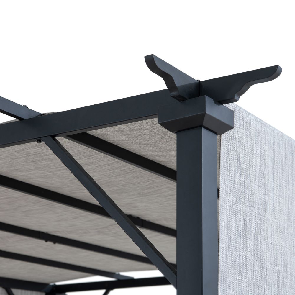 SUNJOY 9x9 Matte Black Steel Frame Pergola with Adjustable Canopy Roof