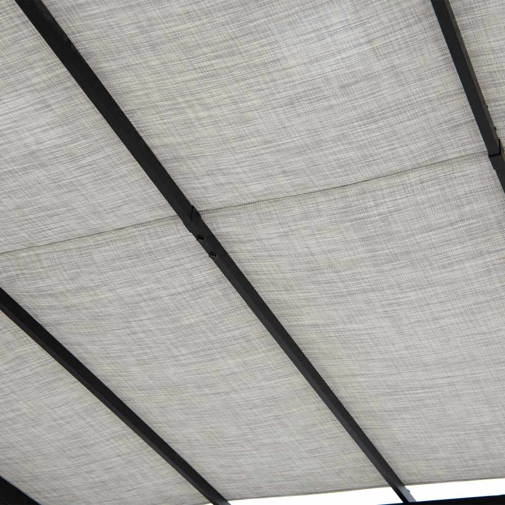 SUNJOY 9x9 Matte Black Steel Frame Pergola with Adjustable Canopy Roof