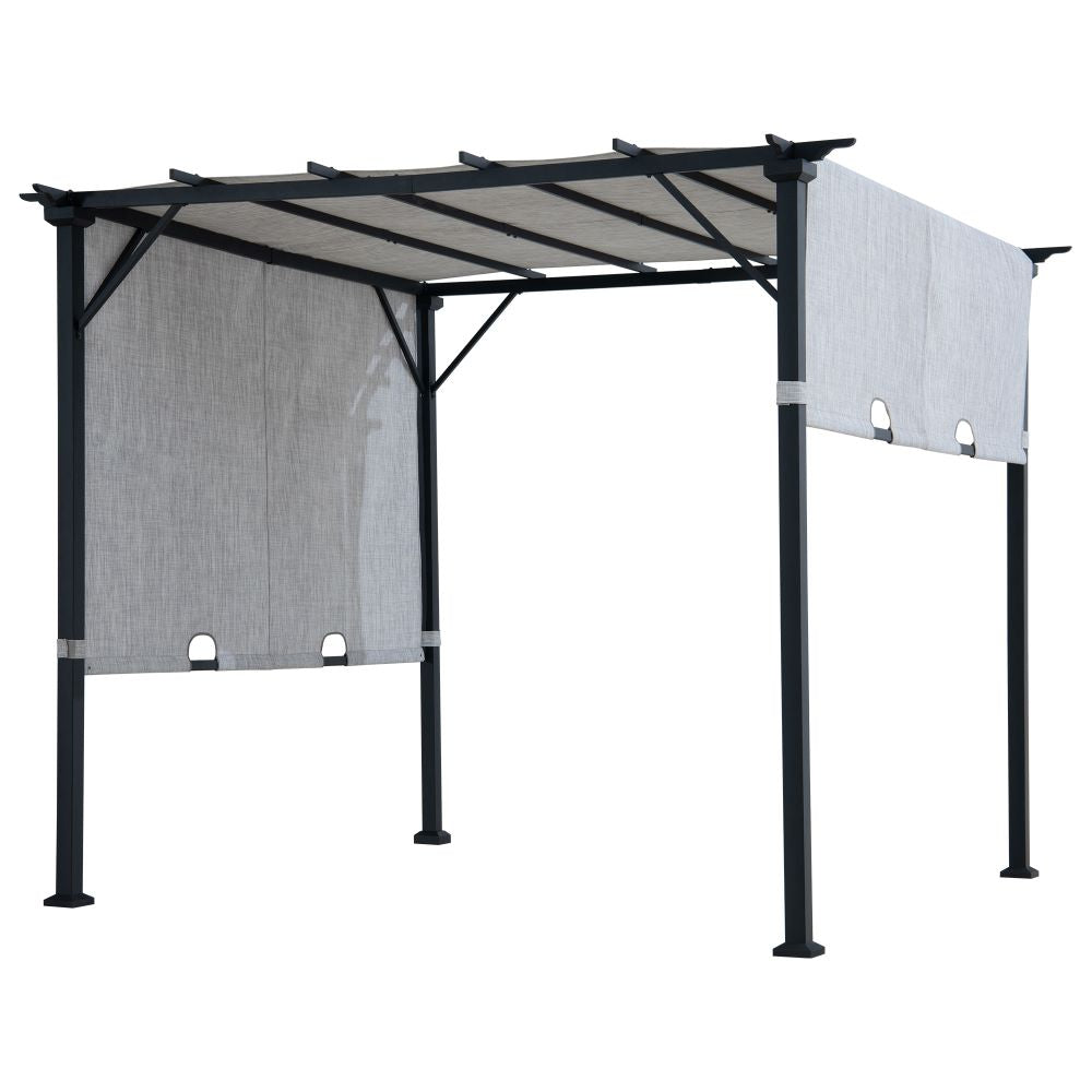 SUNJOY 9x9 Matte Black Steel Frame Pergola with Adjustable Canopy Roof