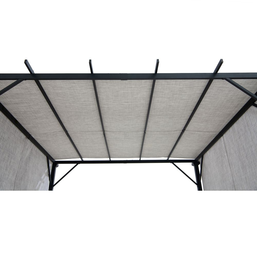 SUNJOY 9x9 Matte Black Steel Frame Pergola with Adjustable Canopy Roof