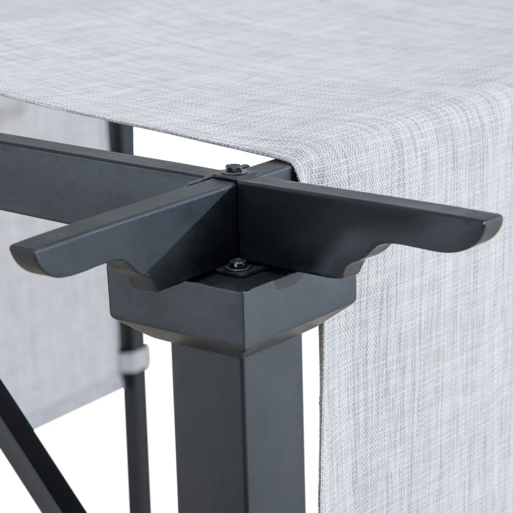 SUNJOY 9x9 Matte Black Steel Frame Pergola with Adjustable Canopy Roof