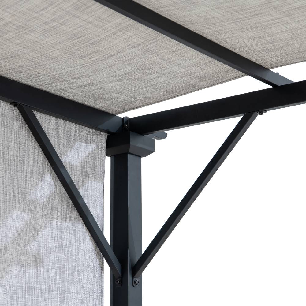 SUNJOY 9x9 Matte Black Steel Frame Pergola with Adjustable Canopy Roof