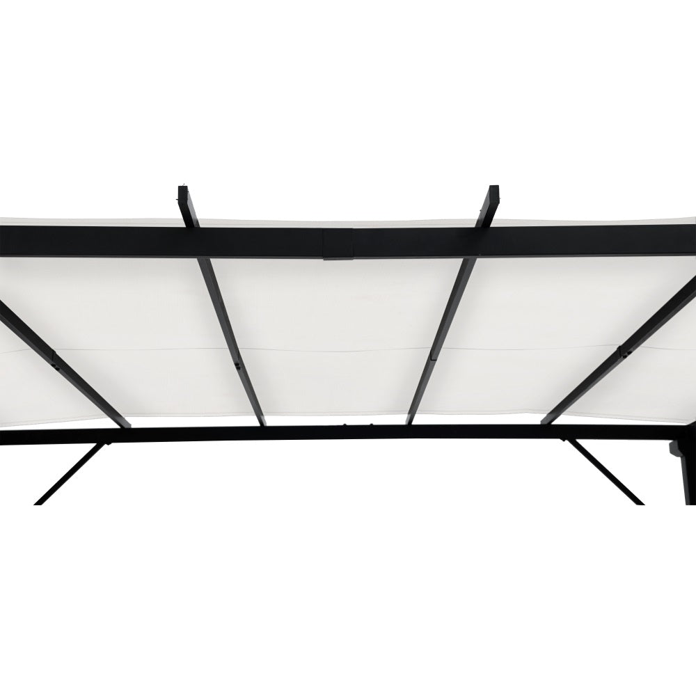 SUNJOY 9x9 Matte Black Steel Frame Pergola with Adjustable Canopy Roof