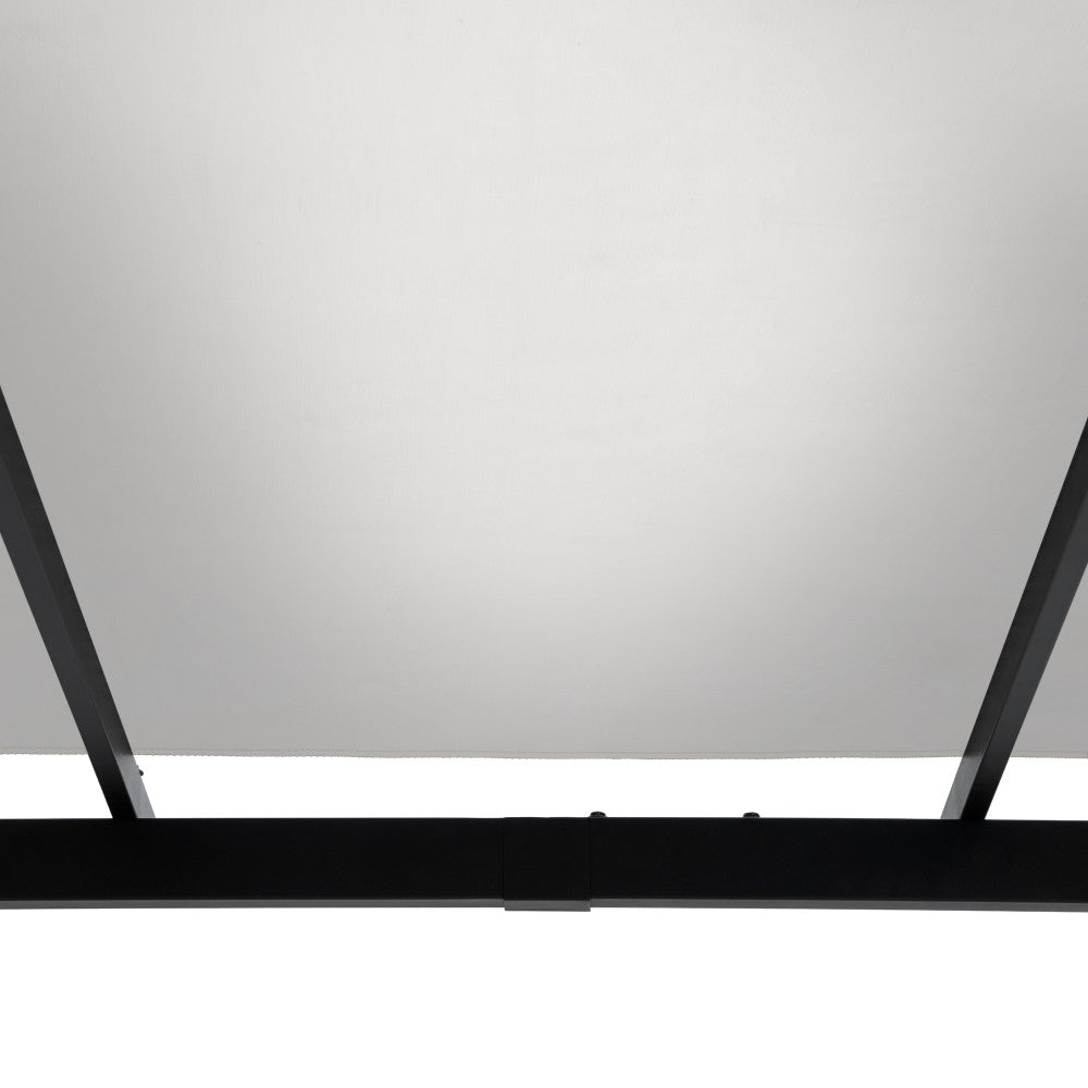 SUNJOY 9x9 Matte Black Steel Frame Pergola with Adjustable Canopy Roof